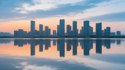 Fototapeta premium city skyline at sunset