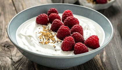 Yogurt parfait with raspberries