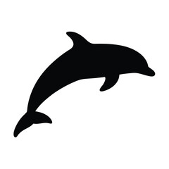 Fototapeta premium Black silhouette of a dolphin jumping out of the water gracefully