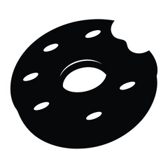 Fototapeta premium Bitten black donut with white sprinkles isolated on a white background