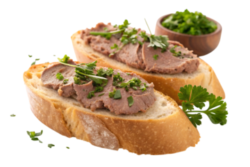 Crusty bread with smooth liver pate and fresh herb delight experience