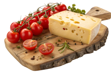 Delicious cheese block and fresh cherry tomatoes simple healthy treat