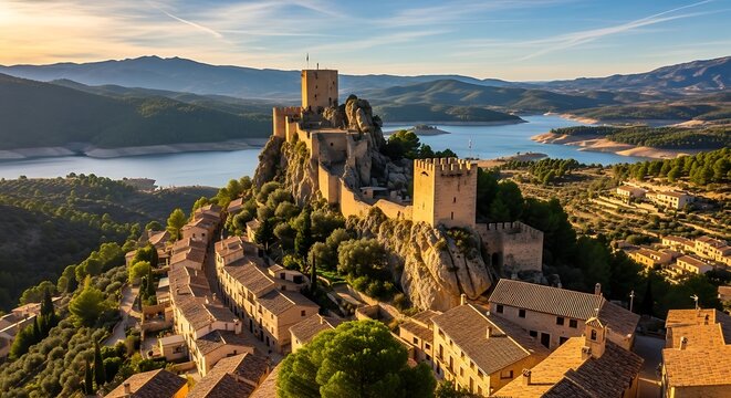 Cardona Castle and village in Catalonia, Spain, aerial view.