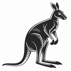 Monochrome Kangaroo Illustration Standing Tall.