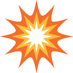 Explosion starburst burst orange yellow fire bursting energy abstract vector hand drawn