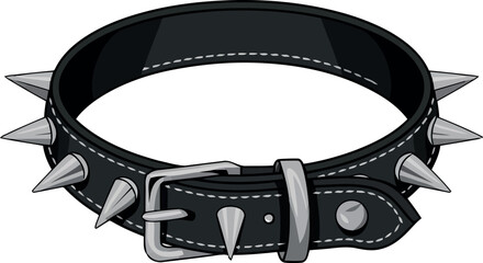 Spiked leather dog collar cool punk rock accessory for pets pet fashion statement vector hand drawn
