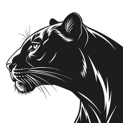 Detailed Black Panther Head Profile Illustration with Focused Gaze.