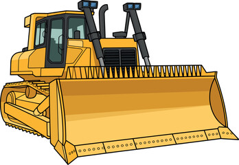 Yellow bulldozer construction machine heavy equipment vector art vector hand drawn © Vector World