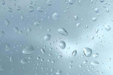 Water drops on transparent glass surface background