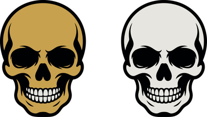 Gothic horror skull pair graphic icon vector art for halloween and dark themed designs vector hand drawn