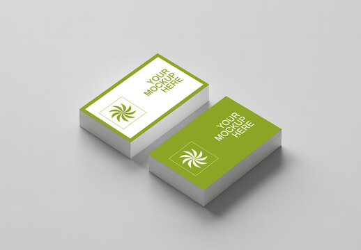 Flat Lay Down View Business Card Mockup