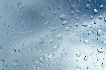 Closeup water drops background on clear glass.