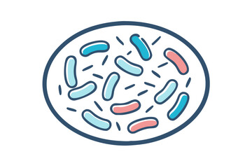 Obraz premium Microscopic view of colorful bacteria and microorganisms in a petri dish