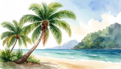 Fototapeta premium Tropical beach scene with palm trees (1)
