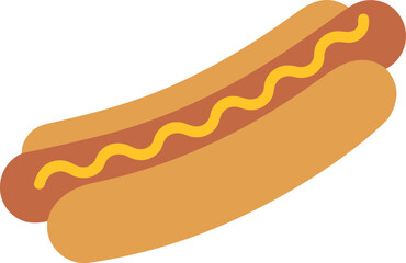 Classic hot dog with mustard fast food american snack vector hand drawn
