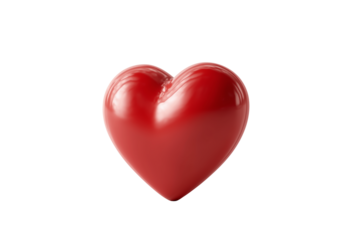 Red heart isolated on transparent background