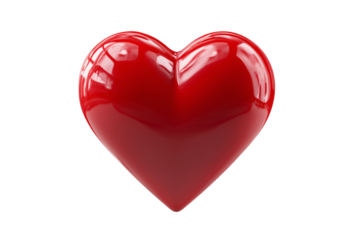 Shiny red heart on transparent background