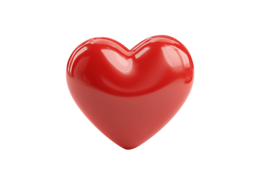 Red heart isolated on transparent background