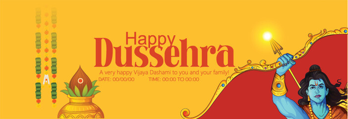 Lord Rama with Bow and Arrow for Dussehra Celebration  symbolizing courage, virtue, and the triumph of good over evil on the auspicious occasion of Dussehra.