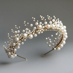 Elegant bridal headband adorned with pearls and crystals for a luxurious wedding day accessory