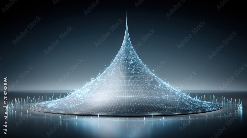 Poster illuminated pyramid structure with bright light shining on its surface creating a mystical and archi