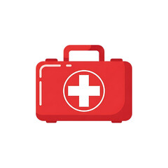Fototapeta premium Red first aid kit icon medical emergency equipment symbol healthcare safety supplies