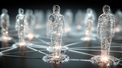 Diverse group of people standing in a network arrangement symbolizing collaboration, connection, and community spirit