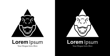 Logo design in the shape of a dinosaur head combined with a triangle © Yohanes