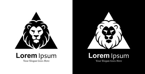 Lion head logo design combined with a triangle
