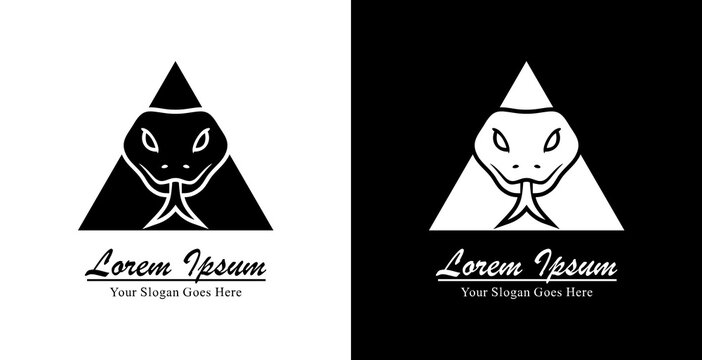 The logo design is in the form of a snake head combined with a triangle