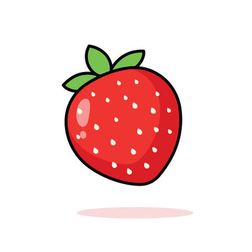 Cute Cartoon Strawberry Fruit Illustration Isolated on White Background