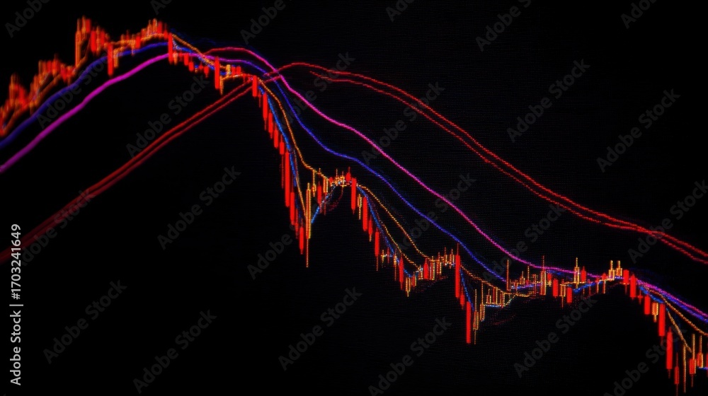 Poster stock chart featuring red and blue arrows indicating movement for a smart retracement zone sl optimi