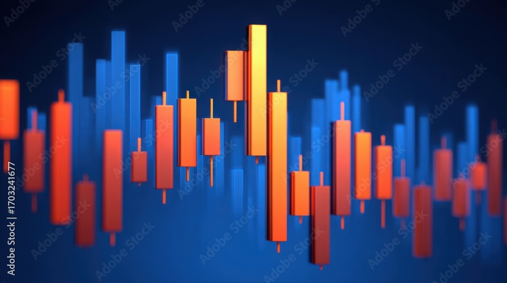 Aufkleber vibrant blue and orange background with abstract patterns creating a dynamic and energetic atmospher