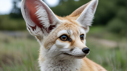 fennec fox close up with big ears, wild desert animal portrait, exotic wildlife species from africa, adorable furry mammal symbol of nature, wilderness and adaptation