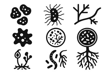 Culture nematode icon fungal branching microbes amoeba vector hypha soil bacterial
