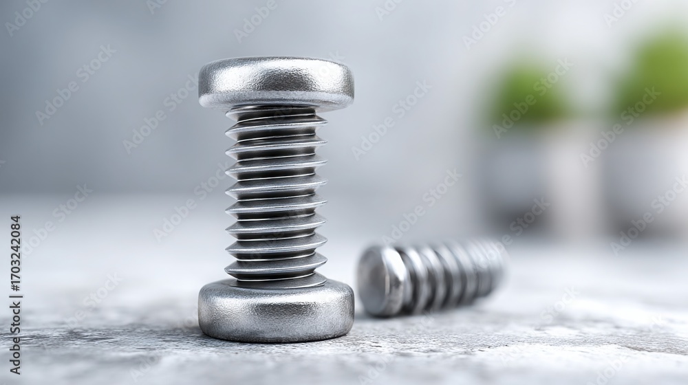 Poster close-up of two screws highlighting precision engineering and structural integrity in mechanical app