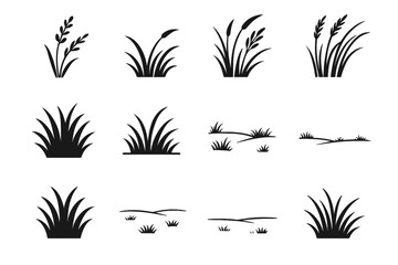Outline bending vector silhouette open grass dense meadow icon prairie stalks