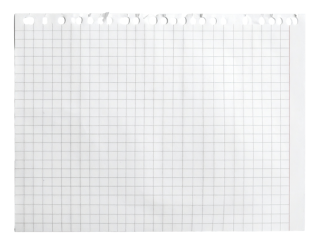 Blank, gridded notebook paper with a torn edge