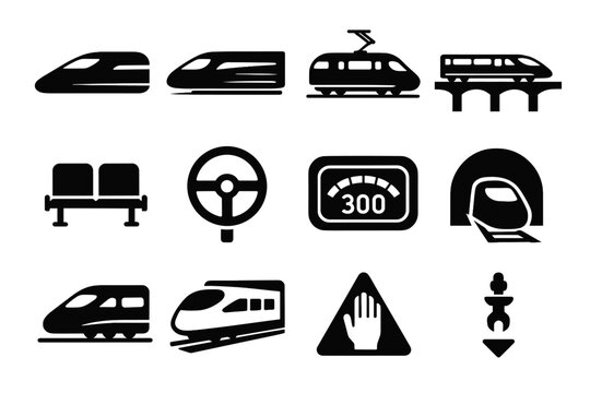 Wheel motion brake icon vector lines charging digital tunnel train bullet bench
