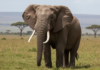 Obraz premium Close-up of an elephant in the Serengeti, capturing its wrinkled skin and soulful eye. A majestic portrait of Africa’s gentle giant in the wild.