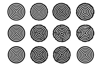 Natural tree layers wood ring icon symbols vector age icons annual forest