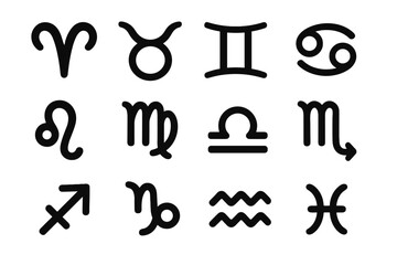 Set icon structure libra full gemini vector zodiac tails taurus scorpio aries