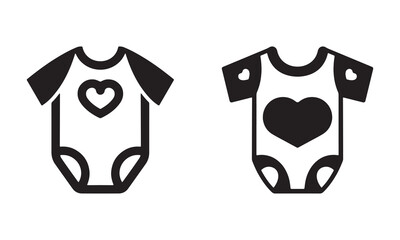 Baby girl clothes with love silhouette vector art set