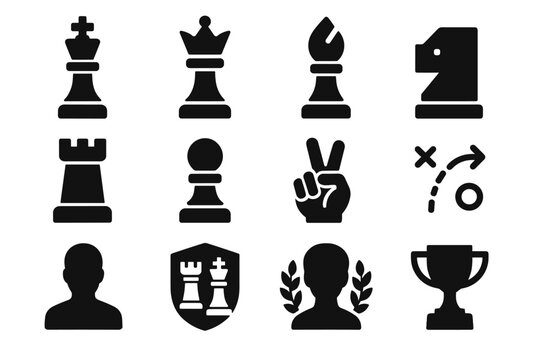 Icon emblem bold grid arrow winner gesture strategy chess square vector king