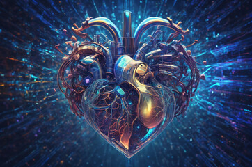 Cybernetic Heart of the Future. Generative AI.