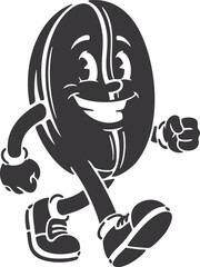 Obraz premium Happy Cartoon Coffee Bean Character Walking