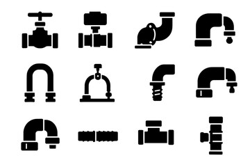 Fittings elbow actuator flange icon vector expansion pipe joint bracket stem icons