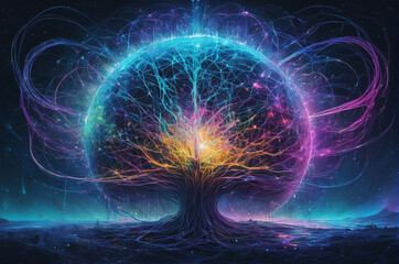 Cosmic Tree of Energy. Generative AI. 