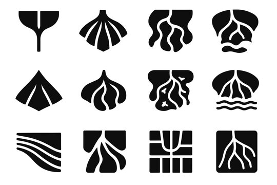 Shape flat icons broad curving river tidal icon platform channels vector delta