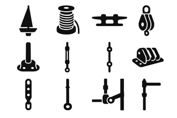 Icon furling anchors roller vector foot sailing block rope set forestay mast